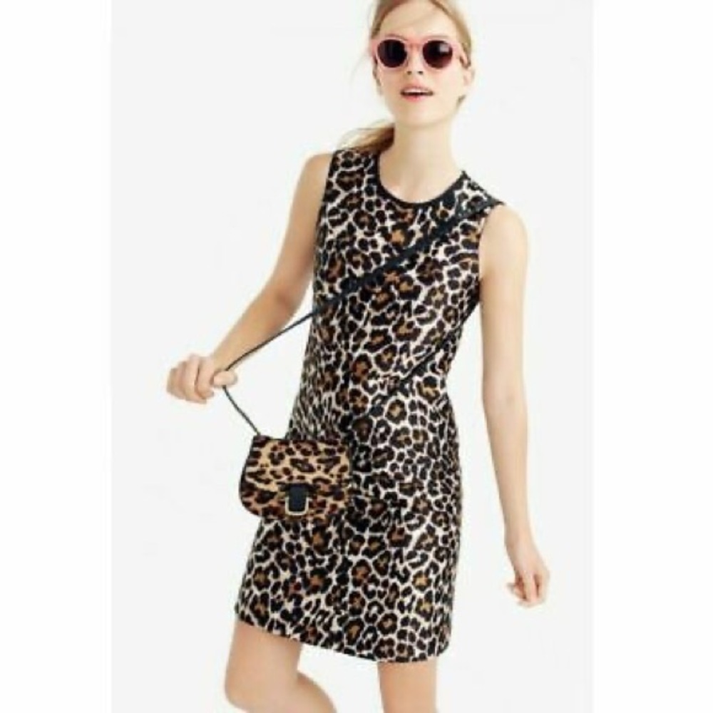 J.Crew Leopard A-Line Shift Dress NWT Size 0 - Picture 7 of 13